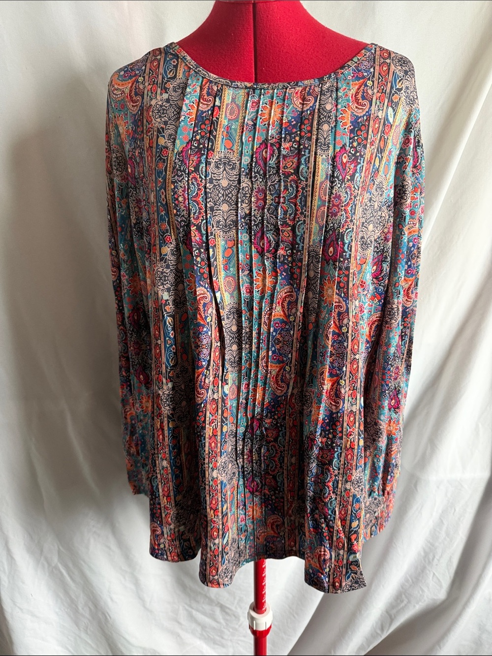 Women's Multicolor Paisley Pleated Blouse - (Brand Unspecified)